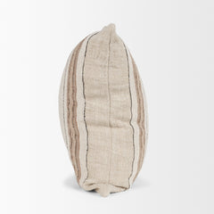 Maeve Natural/Orange 20x20 Square Linen Pillow Cover with Down Filler - Ornate Home