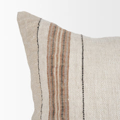 Maeve Natural/Orange 20x20 Square Linen Pillow Cover with Down Filler - Ornate Home