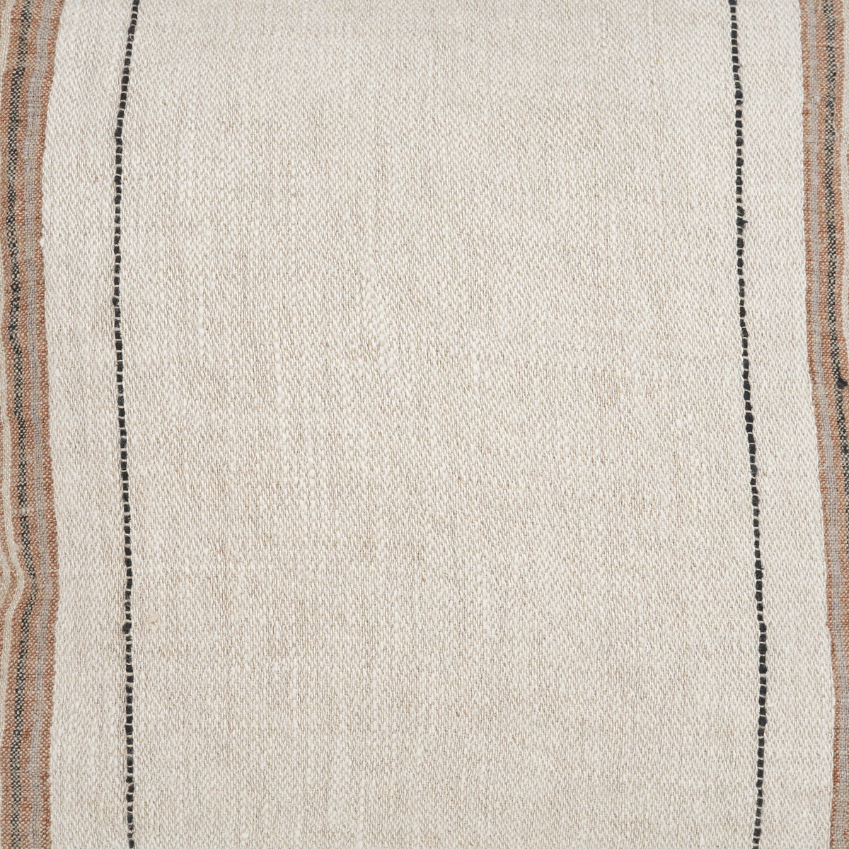 Maeve Natural/Orange 20x20 Square Linen Pillow Cover with Down Filler - Ornate Home