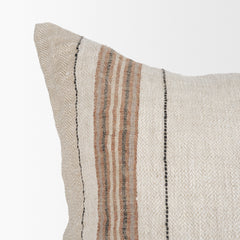 Maeve Natural/Orange 20x20 Square Linen Pillow Cover with Non-Allergen Filler - Ornate Home