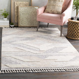 Magazine Geometric High/Low Pile Rug with Tassels - Clearance - Ornate Home