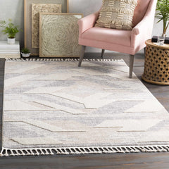 Magazine Geometric High/Low Pile Rug with Tassels - Clearance - Ornate Home