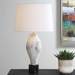 Magdaline Brown/White Rustic Table Lamp - Ornate Home