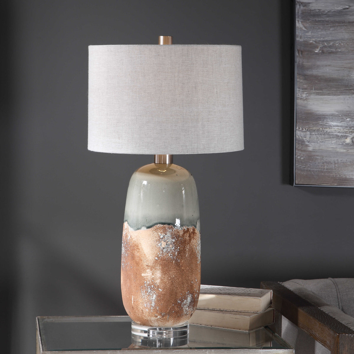 Maggie Brown/Gray Ceramic Table Lamp - Ornate Home