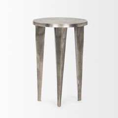 Maggie Silver/Nickel Textured Cast Aluminum Metal Accent Table - Ornate Home