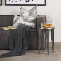 Maggie Silver/Nickel Textured Cast Aluminum Metal Accent Table - Ornate Home