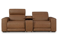 Magic Man Caramel 2-Piece Power Reclining Sectional Loveseat w/Console - Ornate Home