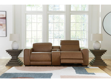 Magic Man Caramel 2-Piece Power Reclining Sectional Loveseat w/Console - Ornate Home