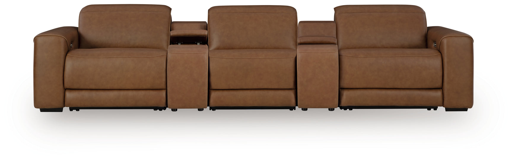 Magic Man Caramel 5-Piece Power Reclining Sectional w/ Console - Ornate Home