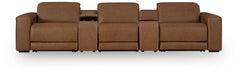 Magic Man Caramel 5-Piece Power Reclining Sectional w/ Console - Ornate Home