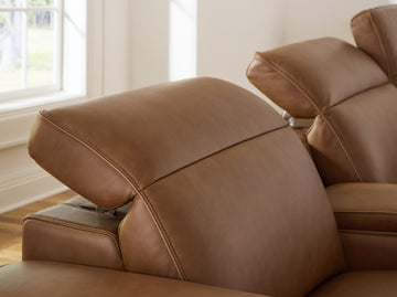 Magic Man Caramel 5-Piece Power Reclining Sectional w/ Console - Ornate Home