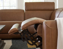 Magic Man Caramel 5-Piece Power Reclining Sectional with Console - Ornate Home