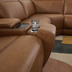Magic Man Caramel 5-Piece Power Reclining Sectional with Console - Ornate Home