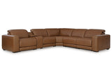 Magic Man Caramel 6-Piece Power Reclining Sectional w/Console - Ornate Home