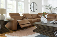 Magic Man Caramel 6-Piece Power Reclining Sectional w/Console - Ornate Home