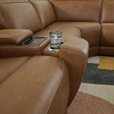 Magic Man Caramel 6-Piece Power Reclining Sectional with Console (Online Special Price) - Ornate Home
