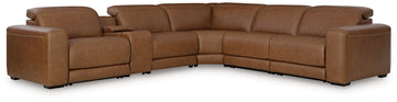 Magic Man Caramel 6-Piece Power Reclining Sectional with Console - Ornate Home