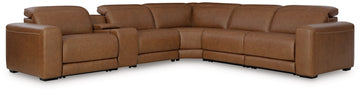 Magic Man Caramel 6-Piece Power Reclining Sectional with Console - Ornate Home