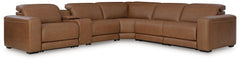 Magic Man Caramel 6-Piece Power Reclining Sectional with Console - Ornate Home