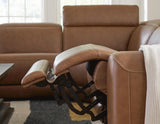 Magic Man Caramel 6-Piece Power Reclining Sectional with Console - Ornate Home