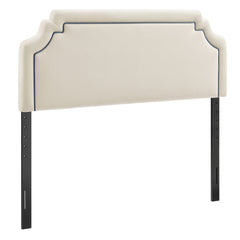 Magnolia Alabaster/Cadet Blue Stain-Resistant Performance Velvet Full Size Headboard - Ornate Home