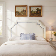 Magnolia Alabaster/Cadet Blue Stain-Resistant Performance Velvet Full Size Headboard - Ornate Home