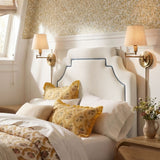 Magnolia Alabaster/Cadet Blue Stain-Resistant Performance Velvet Twin Size Headboard - Ornate Home