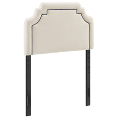 Magnolia Alabaster/Cadet Blue Stain-Resistant Performance Velvet Twin Size Headboard - Ornate Home