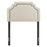 Magnolia Alabaster/Cadet Blue Stain-Resistant Performance Velvet Twin Size Headboard - Ornate Home