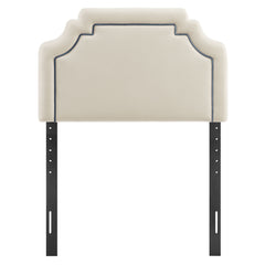 Magnolia Alabaster/Cadet Blue Stain-Resistant Performance Velvet Twin Size Headboard - Ornate Home