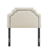 Magnolia Alabaster/Cadet Blue Stain-Resistant Performance Velvet Twin Size Headboard - Ornate Home