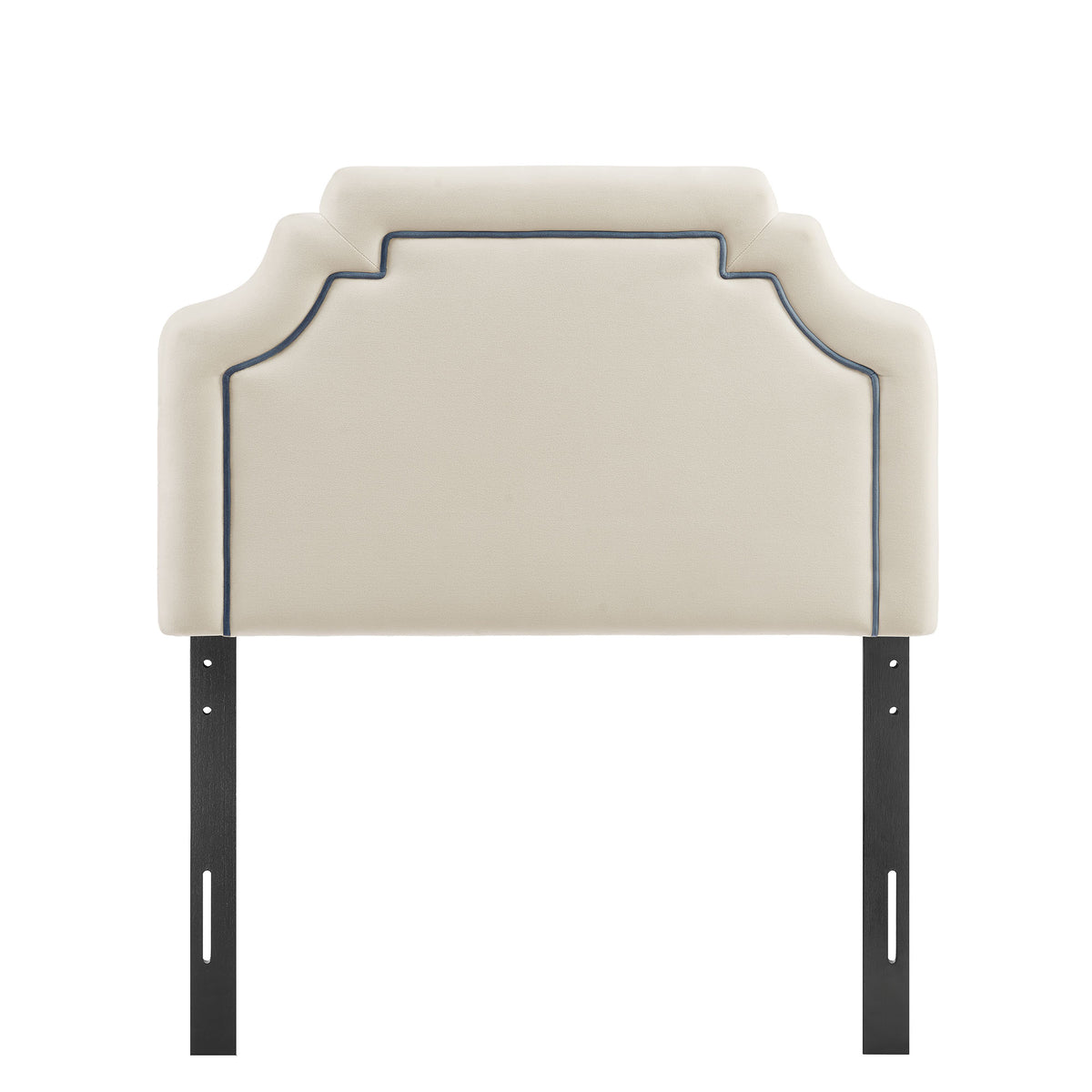 Magnolia Alabaster/Cadet Blue Stain-Resistant Performance Velvet Twin Size Headboard - Ornate Home