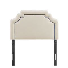 Magnolia Alabaster/Cadet Blue Stain-Resistant Performance Velvet Twin Size Headboard - Ornate Home
