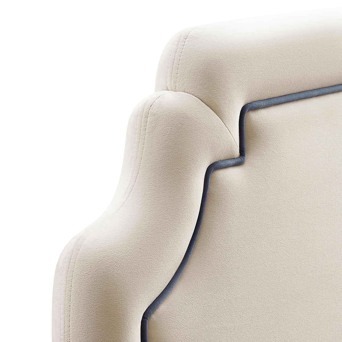 Magnolia Alabaster/Cadet Blue Stain-Resistant Performance Velvet Twin Size Headboard - Ornate Home