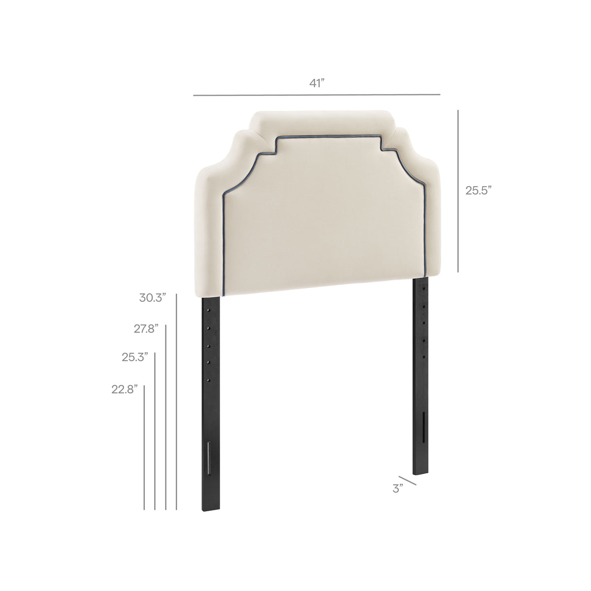 Magnolia Alabaster/Cadet Blue Stain-Resistant Performance Velvet Twin Size Headboard - Ornate Home