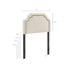 Magnolia Alabaster/Cadet Blue Stain-Resistant Performance Velvet Twin Size Headboard - Ornate Home