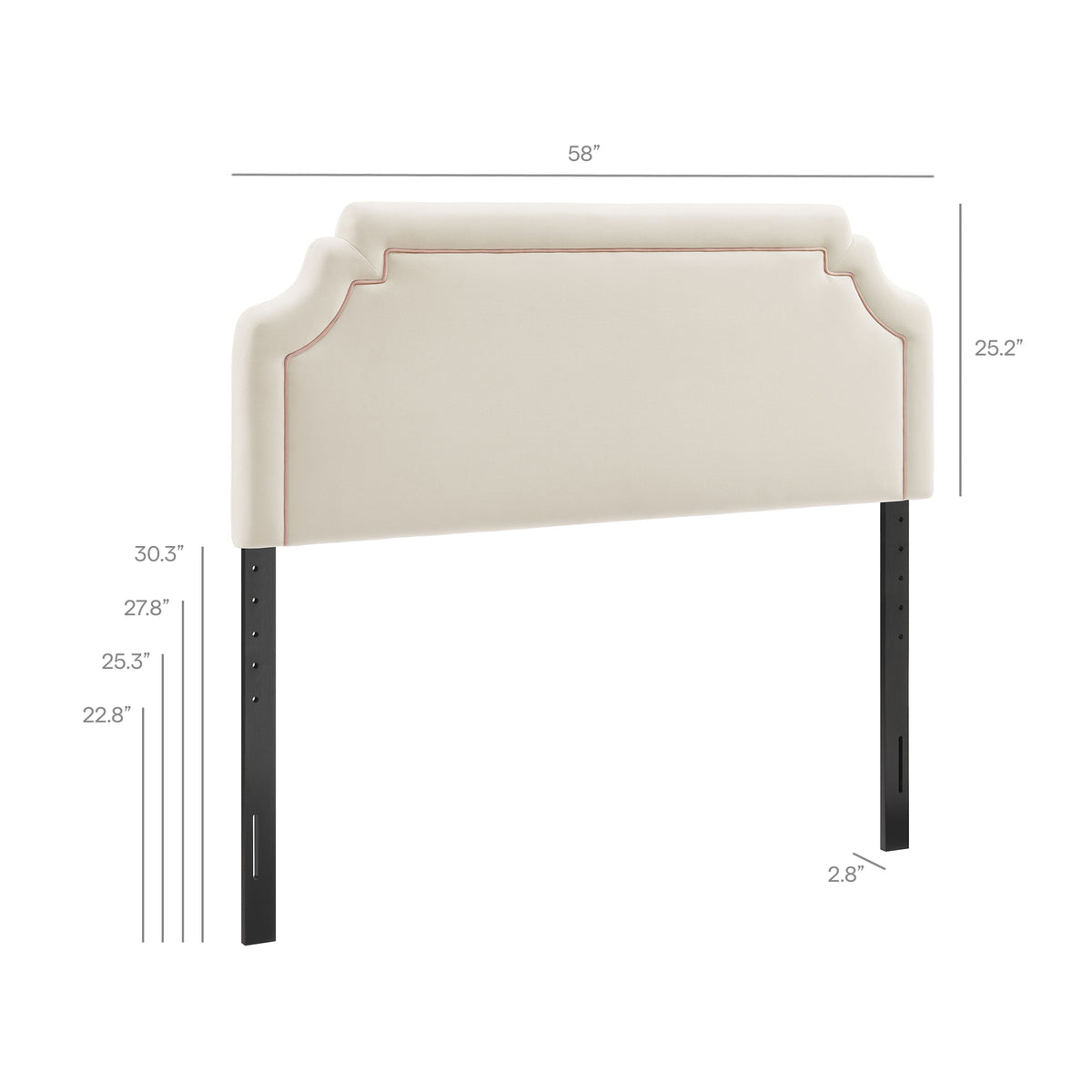 Magnolia Alabaster/Pink Stain-Resistant Performance Velvet Full Size Headboard - Ornate Home