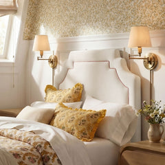 Magnolia Alabaster/Pink Stain-Resistant Performance Velvet Twin Size Headboard - Ornate Home
