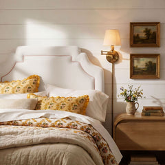 Magnolia Alabaster/Pink Stain-Resistant Performance Velvet Twin Size Headboard - Ornate Home