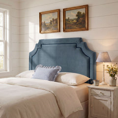 Magnolia Cadet Blue/Midnight Stain-Resistant Performance Velvet King Size Headboard - Ornate Home