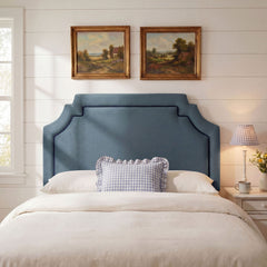 Magnolia Cadet Blue/Midnight Stain-Resistant Performance Velvet King Size Headboard - Ornate Home