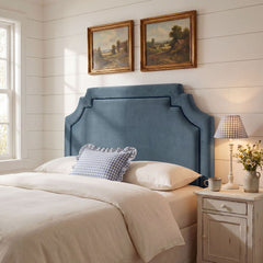 Magnolia Cadet Blue/Midnight Stain-Resistant Performance Velvet Queen Size Headboard - Ornate Home