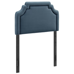 Magnolia Cadet Blue/Midnight Stain-Resistant Performance Velvet Twin Size Headboard - Ornate Home