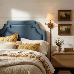 Magnolia Cadet Blue/Midnight Stain-Resistant Performance Velvet Twin Size Headboard - Ornate Home