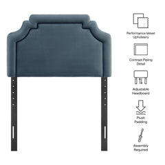 Magnolia Cadet Blue/Midnight Stain-Resistant Performance Velvet Twin Size Headboard - Ornate Home