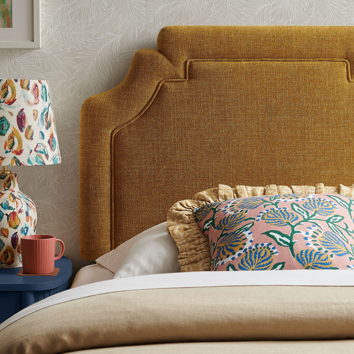 Magnolia Copper Upholstered Fabric Twin Size Headboard - Ornate Home