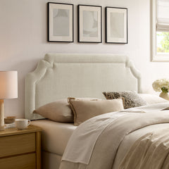 Magnolia Ecru Upholstered Fabric King Size Headboard - Ornate Home