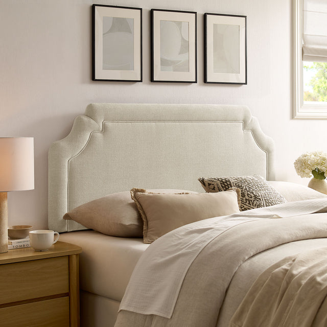 Magnolia Ecru Upholstered Fabric Queen Size Headboard - Ornate Home
