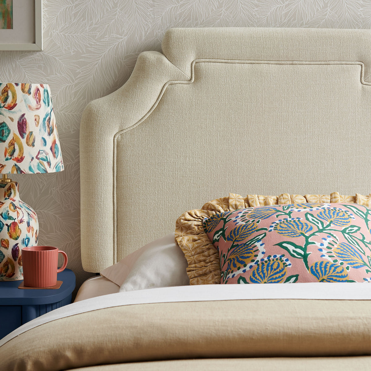 Magnolia Ecru Upholstered Fabric Twin Size Headboard - Ornate Home