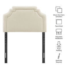 Magnolia Ecru Upholstered Fabric Twin Size Headboard - Ornate Home